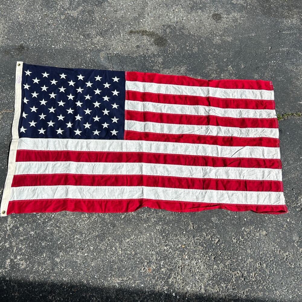 VINTAGE 1960's Valley Forge Flag Co 50 Star American Flag 3' x 5' Pioneer USA